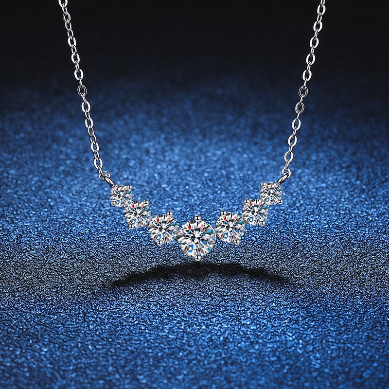 6 Moissanite Diamond 925 Sterling Sliver Necklace - Drip lordss