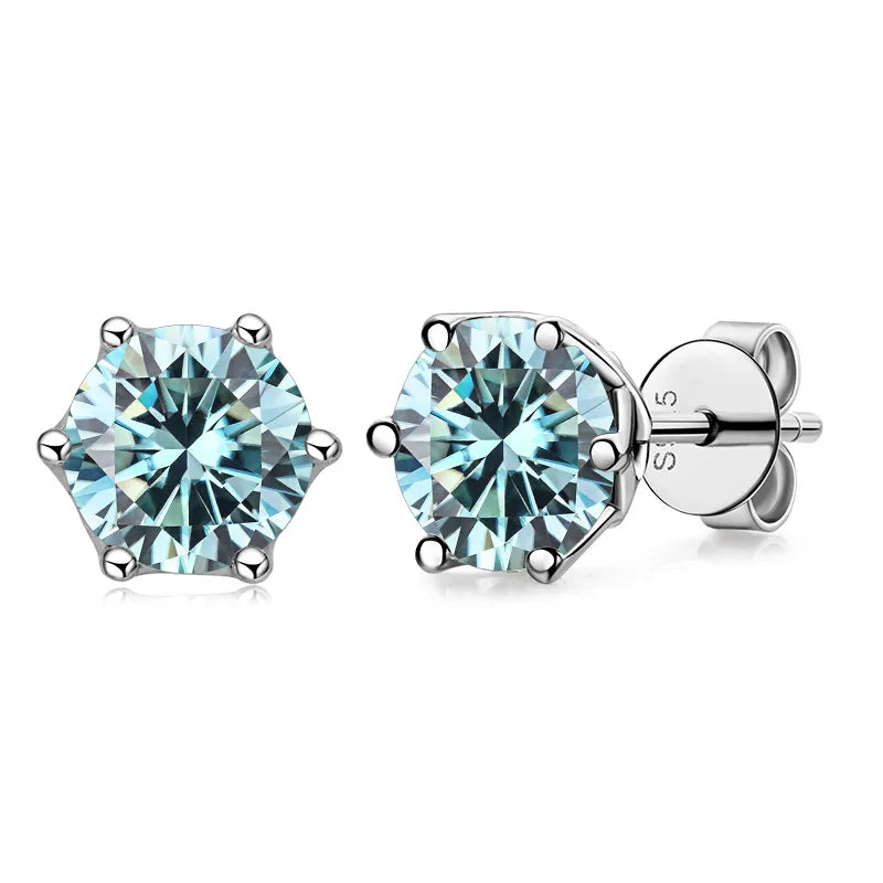 1CT VVS D Color Moissanite Russian Cut Earring Stud - Drip lordss