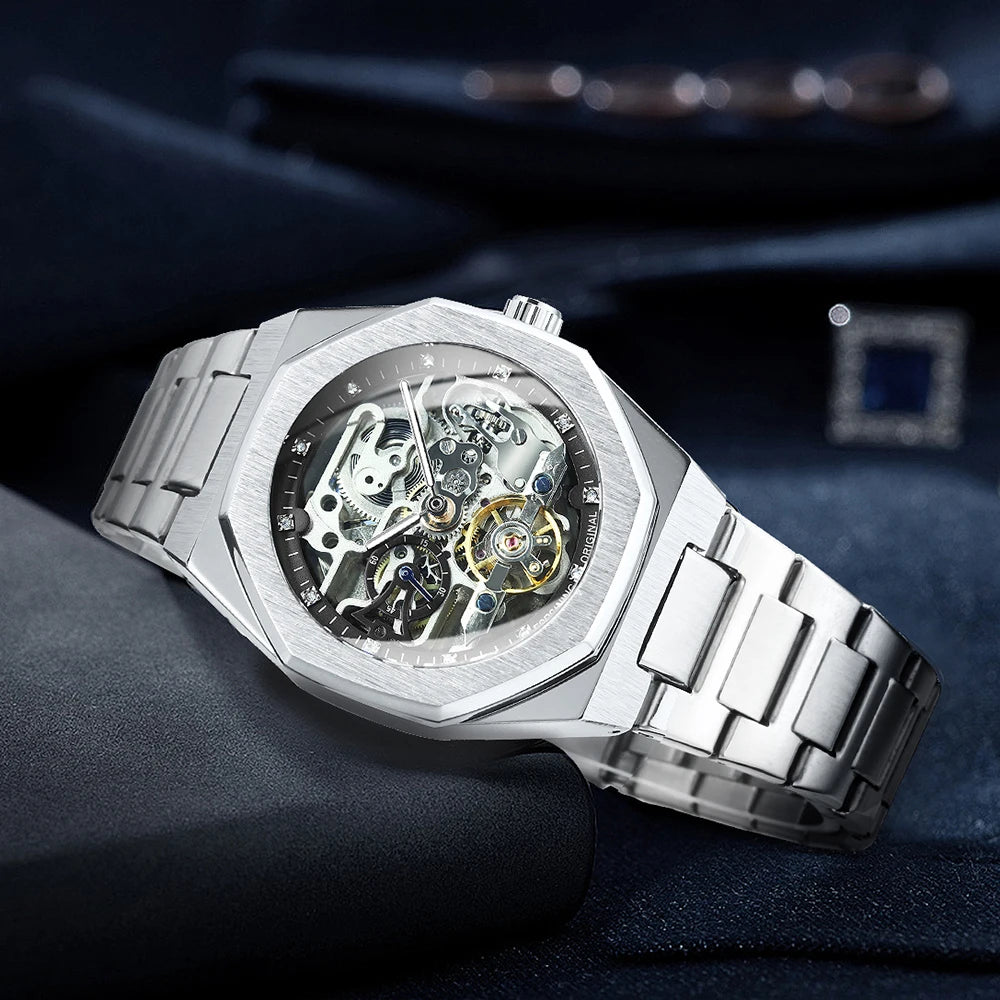 FORSINING Automatic 3D Tourbillon Skeleton Mechanical - Drip lordss