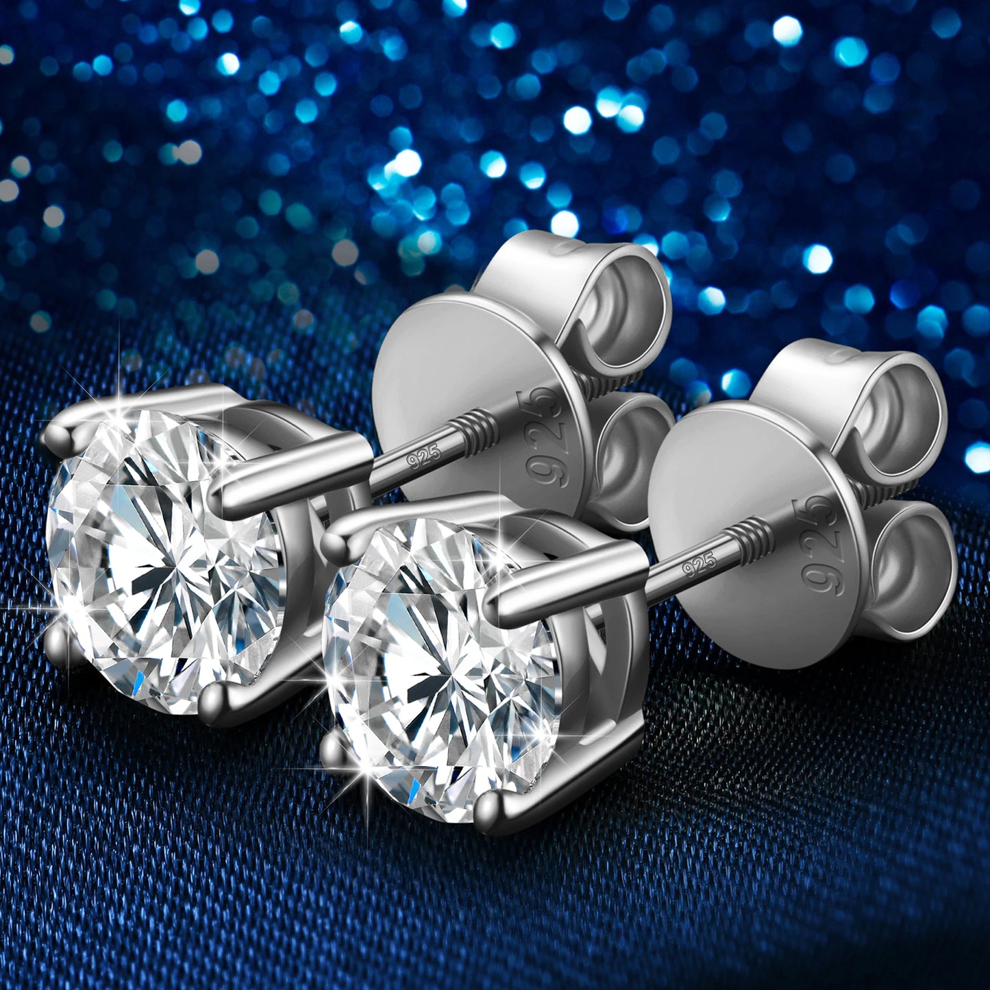 Round Moissanite Earrings Sterling Silver 925 - Drip lordss