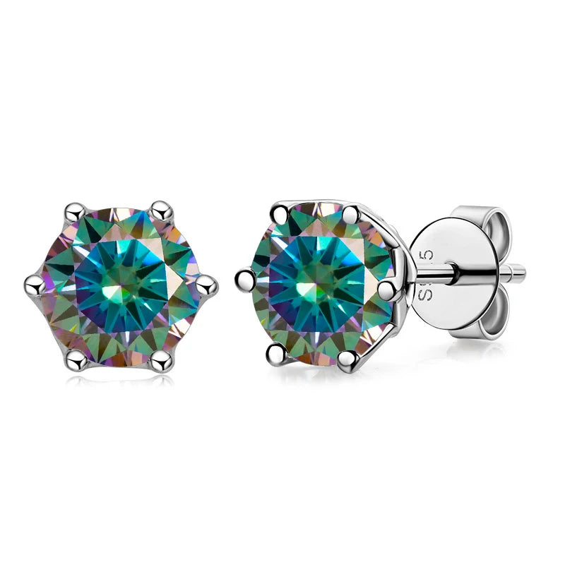 1CT VVS D Color Moissanite Russian Cut Earring Stud - Drip lordss