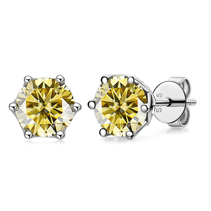 1CT VVS D Color Moissanite Russian Cut Earring Stud - Drip lordss