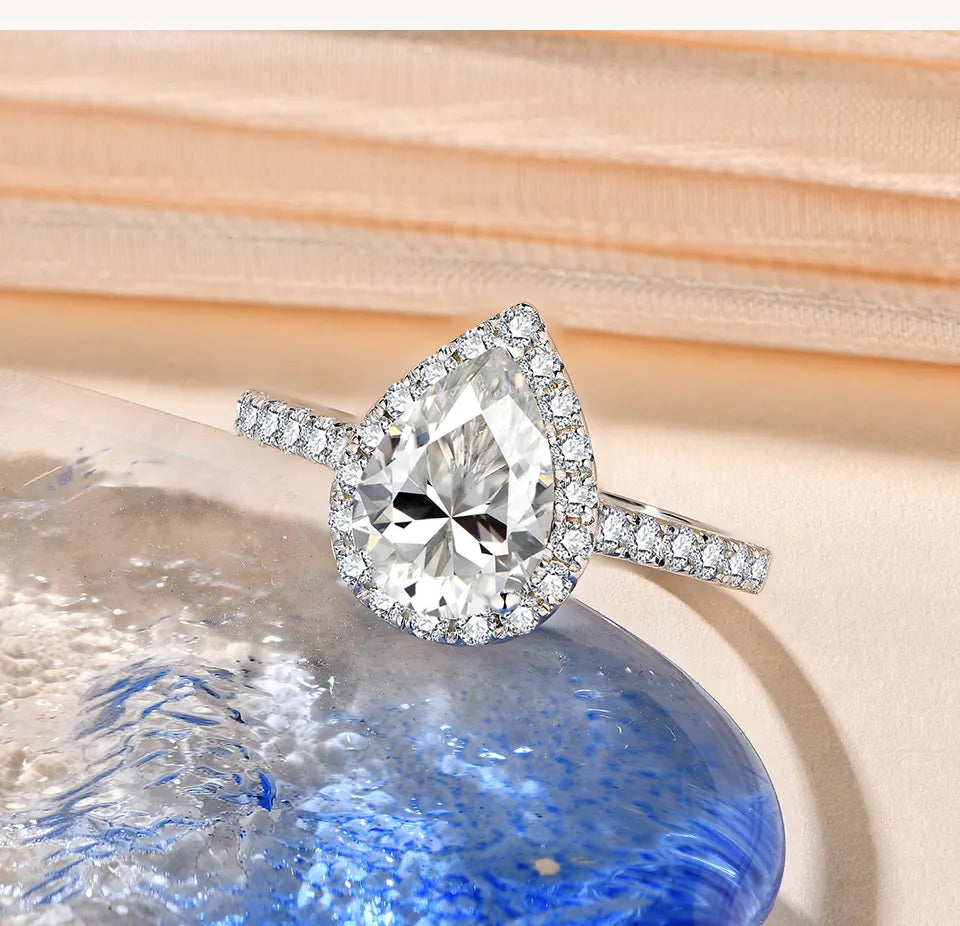 Gold Pear Cut 2ct Moissanite Diamond Ring - Drip lordss