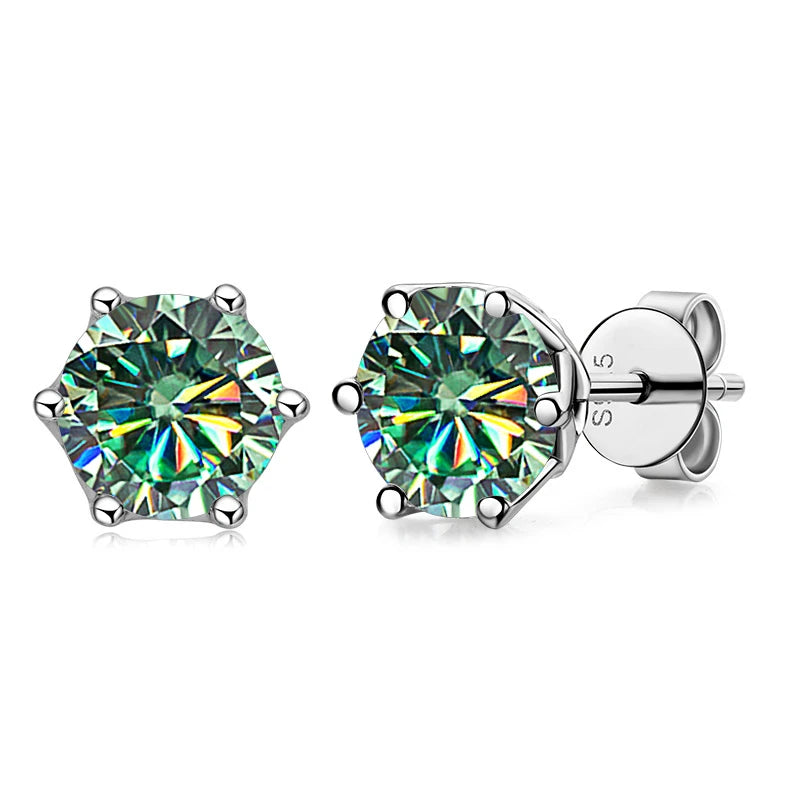 1CT VVS D Color Moissanite Russian Cut Earring Stud - Drip lordss