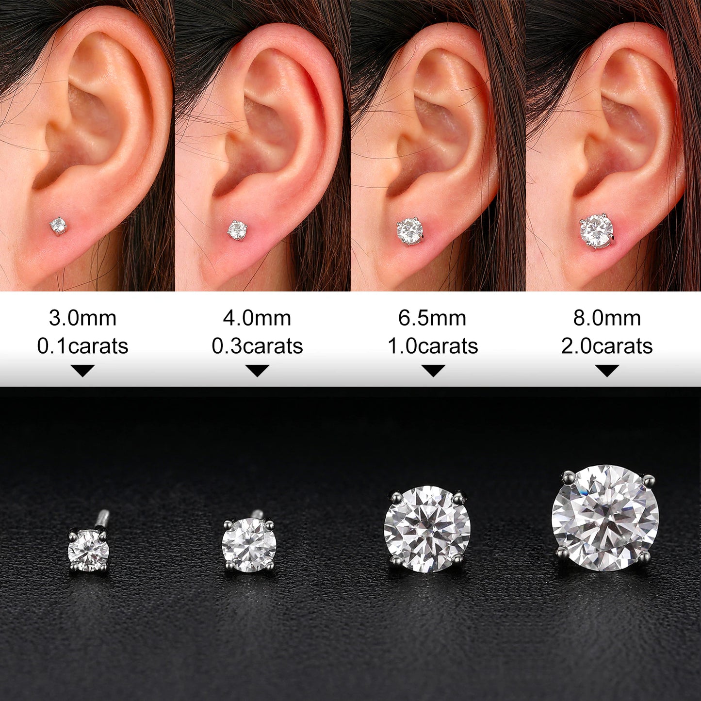 Round Moissanite Earrings Sterling Silver 925 - Drip lordss