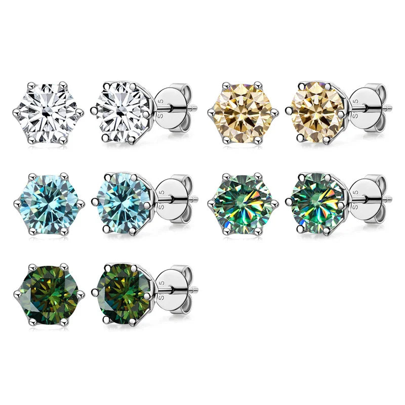 1CT VVS D Color Moissanite Russian Cut Earring Stud - Drip lordss