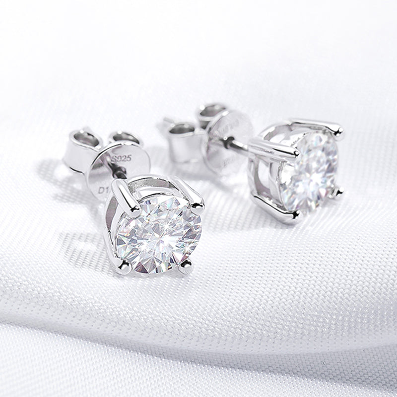 Round Moissanite Earrings Sterling Silver 925 - Drip lordss