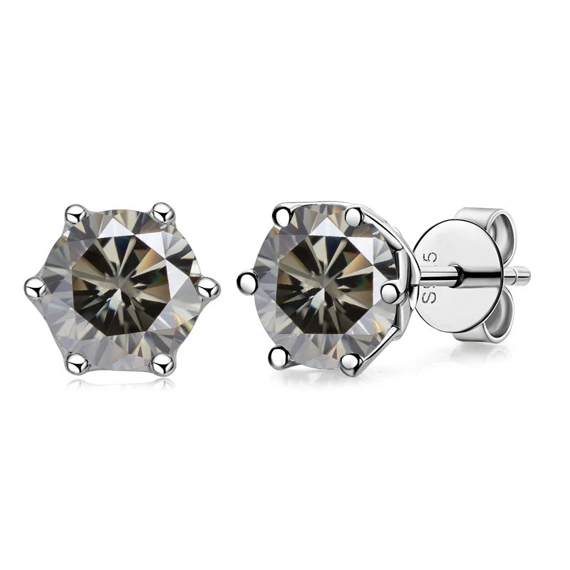1CT VVS D Color Moissanite Russian Cut Earring Stud - Drip lordss