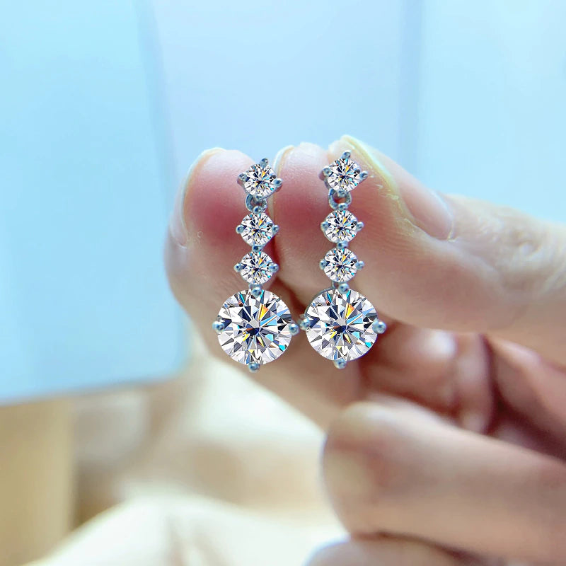 2.6CT Silver Moissanite Drop Earrings - Drip lordss