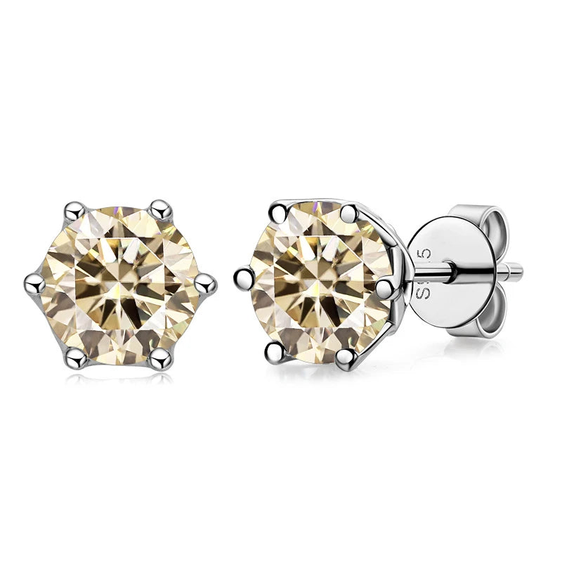 1CT VVS D Color Moissanite Russian Cut Earring Stud - Drip lordss