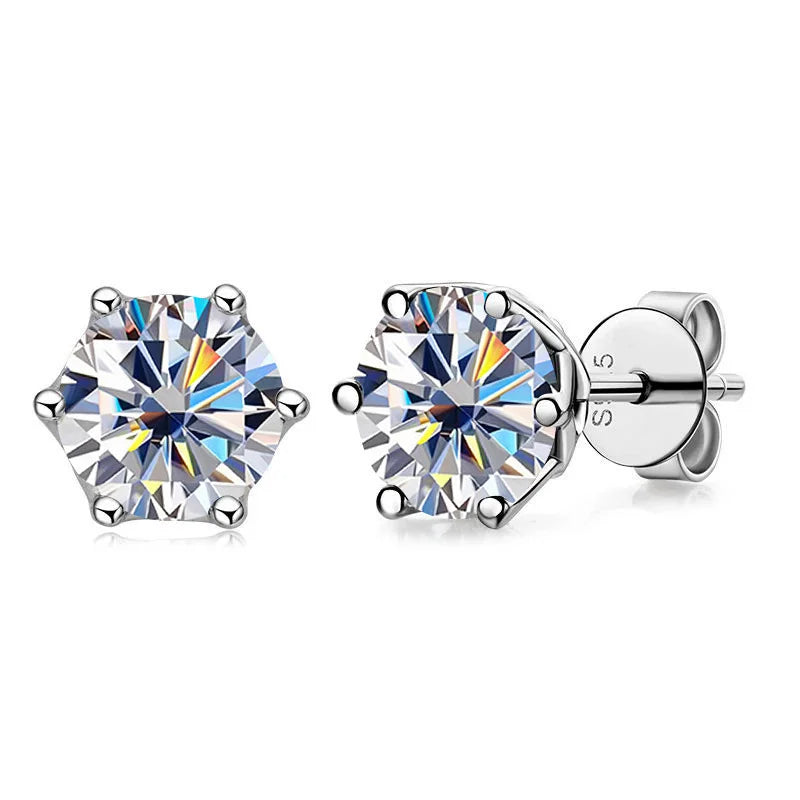 1CT VVS D Color Moissanite Russian Cut Earring Stud - Drip lordss