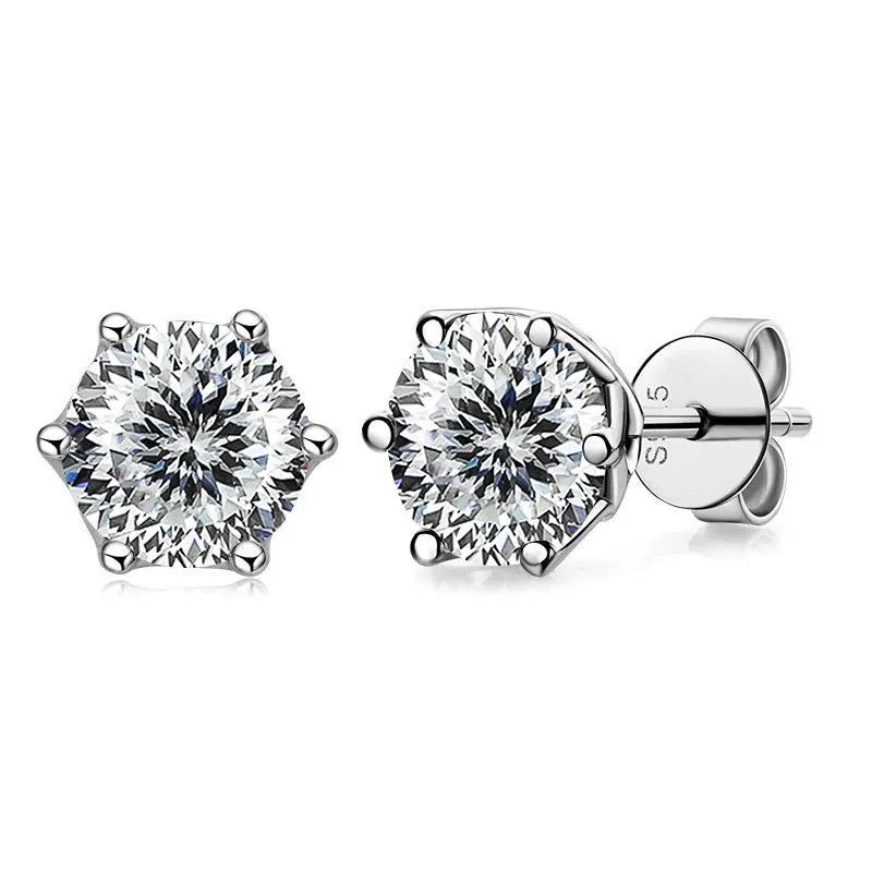 1CT VVS D Color Moissanite Russian Cut Earring Stud - Drip lordss