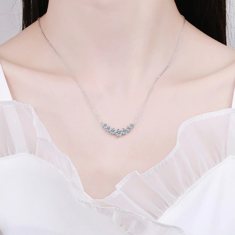 6 Moissanite Diamond 925 Sterling Sliver Necklace - Drip lordss