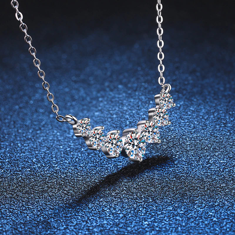 6 Moissanite Diamond 925 Sterling Sliver Necklace - Drip lordss