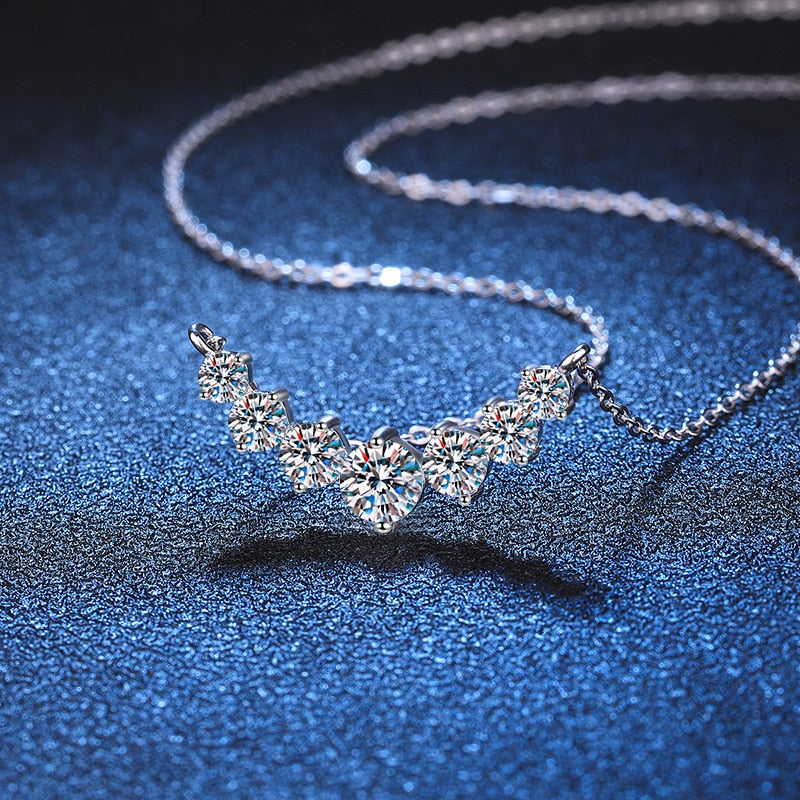 6 Moissanite Diamond 925 Sterling Sliver Necklace - Drip lordss