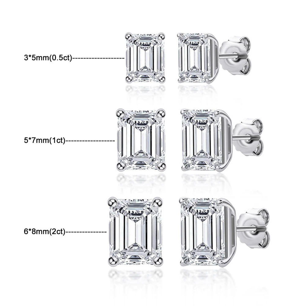 Emerald Cut Moissanite Sterling Silver Earring Drip lordss
