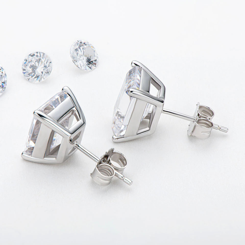 Emerald Cut Moissanite Sterling Silver Earring Drip lordss