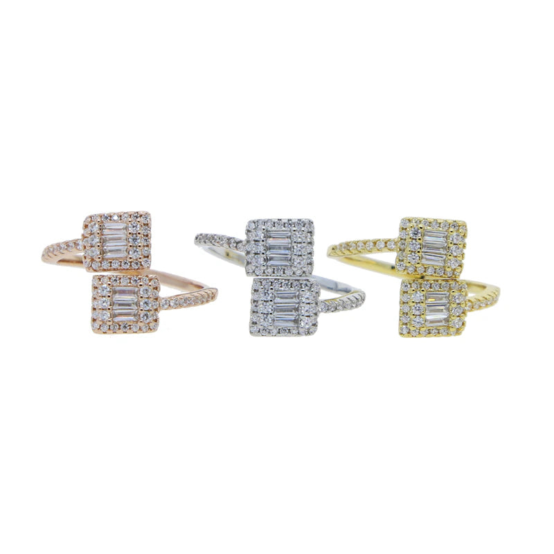 Heart and Square Iced Out Adjustable Ring Drip lordss