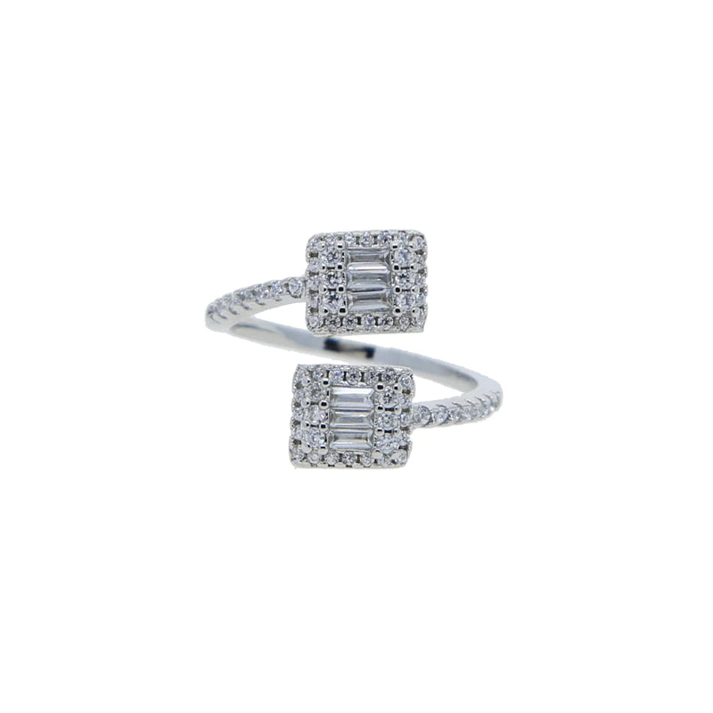 Heart and Square Iced Out Adjustable Ring Drip lordss