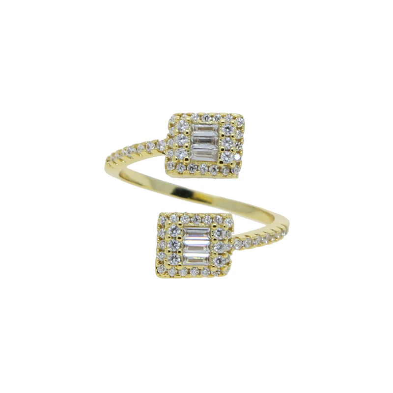Heart and Square Iced Out Adjustable Ring Drip lordss