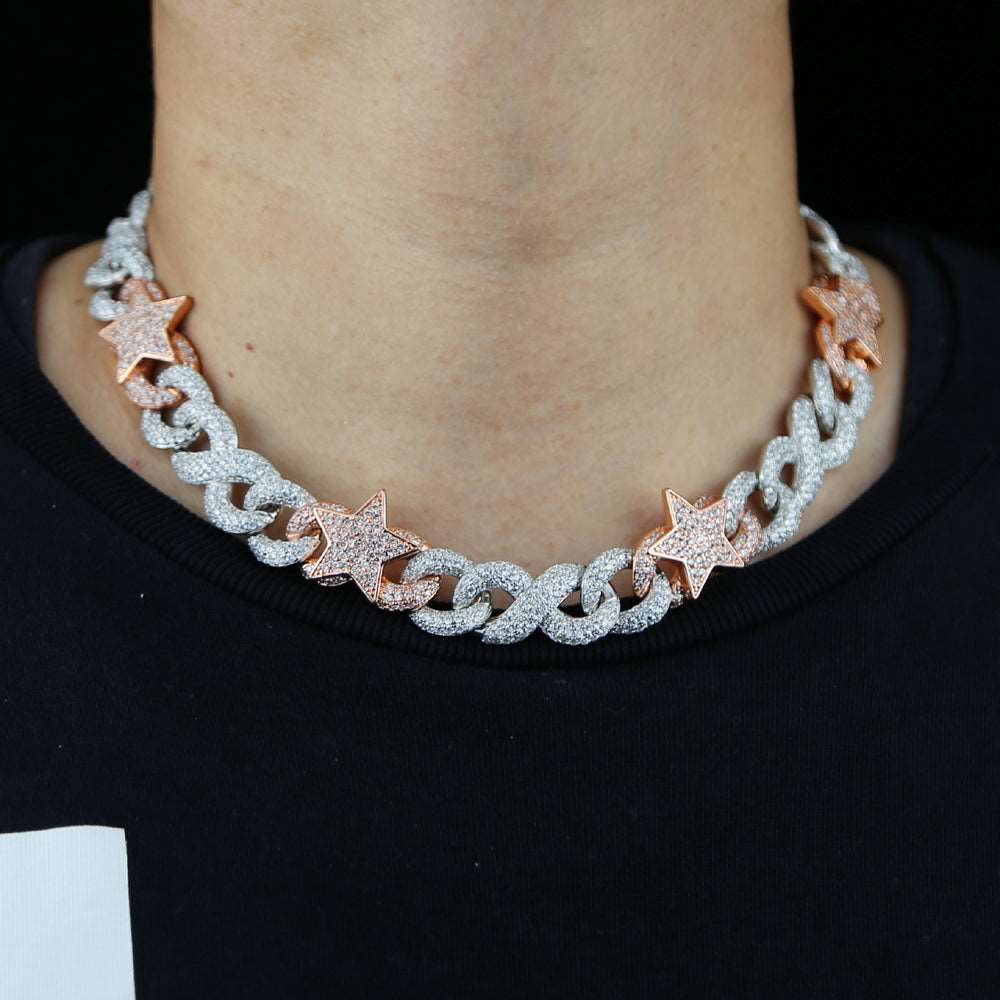 New Two Tone Eye/Star Cuban Necklace Drip lordss