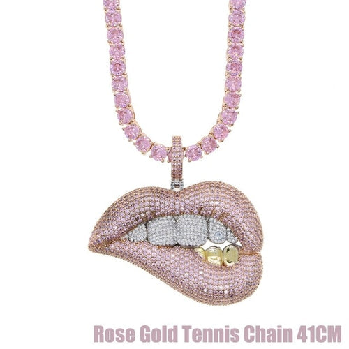 Pink Drip Lips Pendant Drip lordss