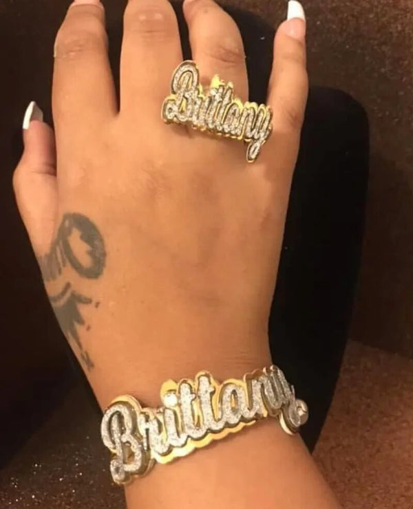 Custom Name Ring and Bangle Set