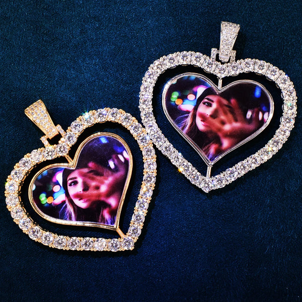 Big Rotating Heart Picture Pendant