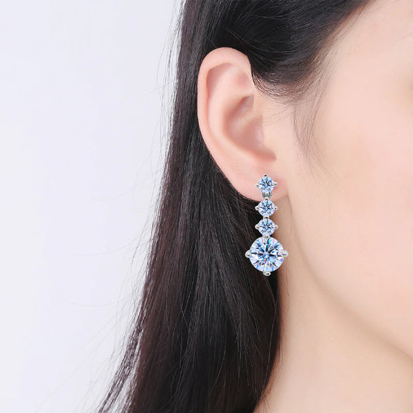2.6CT Silver Moissanite Drop Earrings