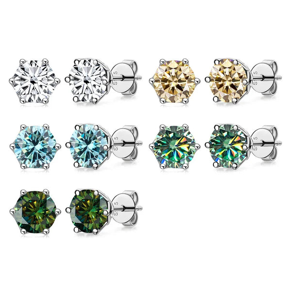 1CT VVS D Color Moissanite Russian Cut Earring Stud