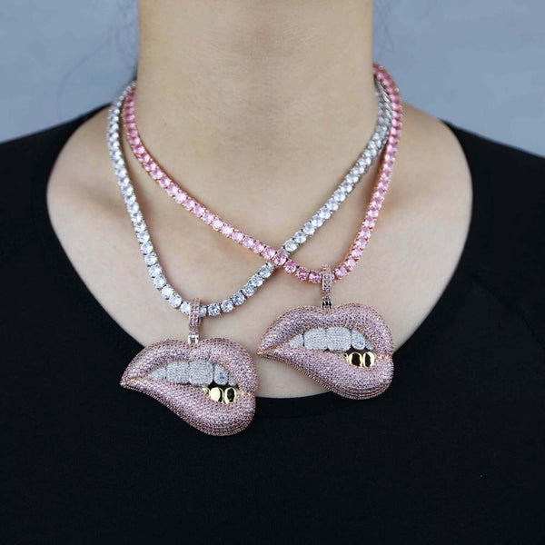 Pink Drip Lips Pendant