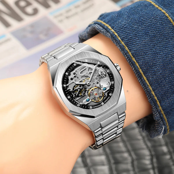 FORSINING Automatic 3D Tourbillon Skeleton Mechanical Watch
