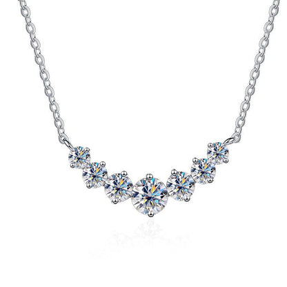 6 Moissanite Diamond 925 Sterling Sliver Necklace - Drip lordss