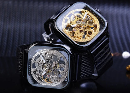 FORSINING Square Skeleton Mechanical Watch - Drip lordss