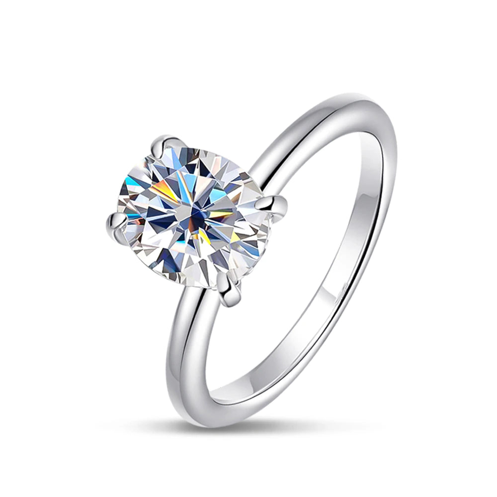 2CT VVS1 Oval Moissanite Rings 4 Prong Setting Sliver Ring - Drip lordss