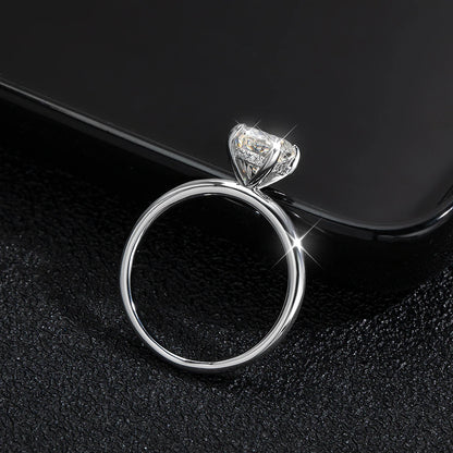 2CT VVS1 Oval Moissanite Rings 4 Prong Setting Sliver Ring - Drip lordss