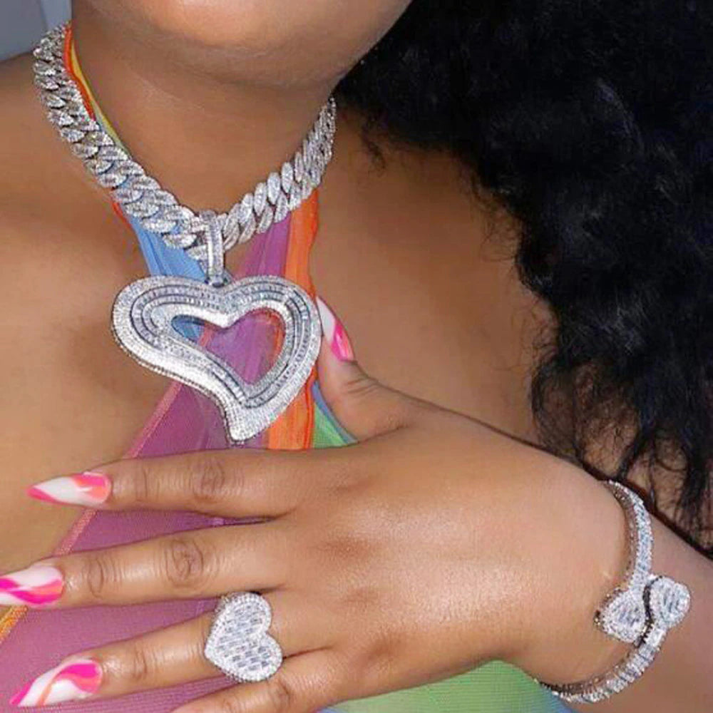 Big Hollow Heart Pendant - Drip lordss