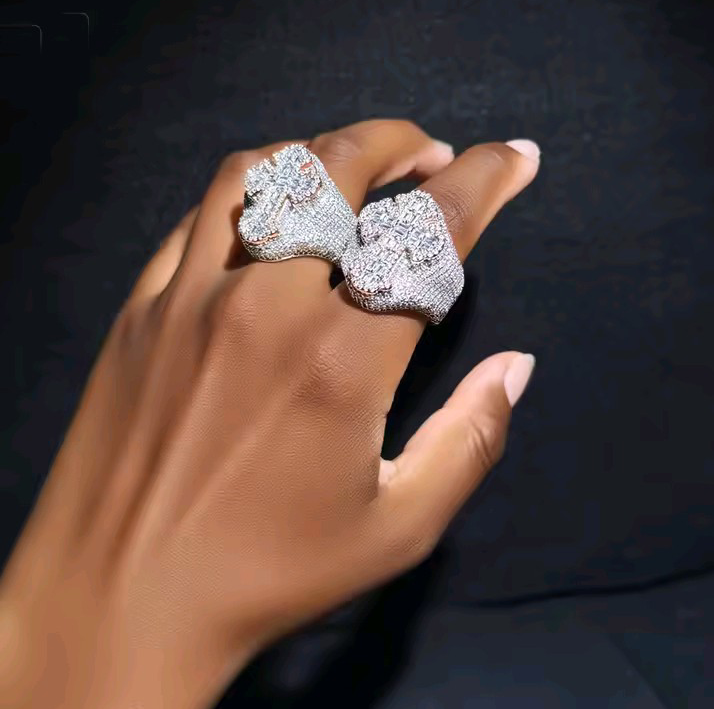 Iced out cross ring