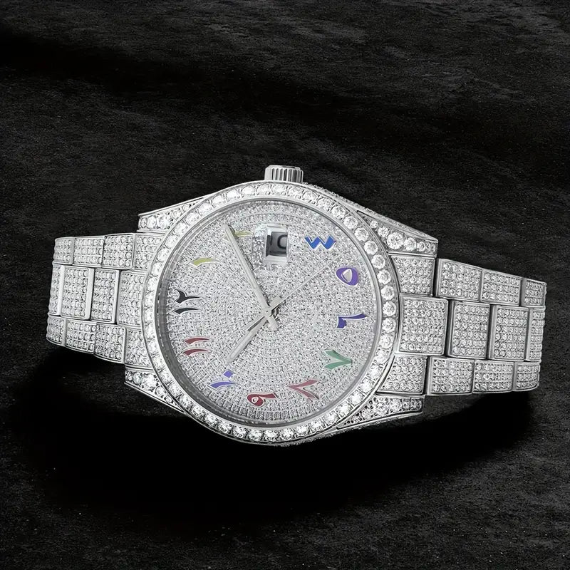 Round Face Moissnite Diamond Watch - Drip lordss