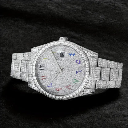 Round Face Moissnite Diamond Watch - Drip lordss