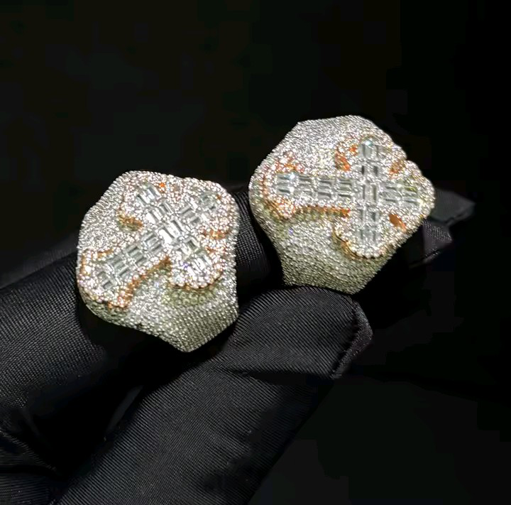 Iced out cross ring