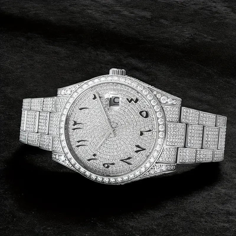 Round Face Moissnite Diamond Watch - Drip lordss