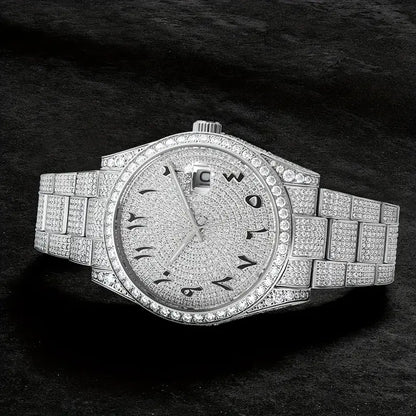 Round Face Moissnite Diamond Watch - Drip lordss