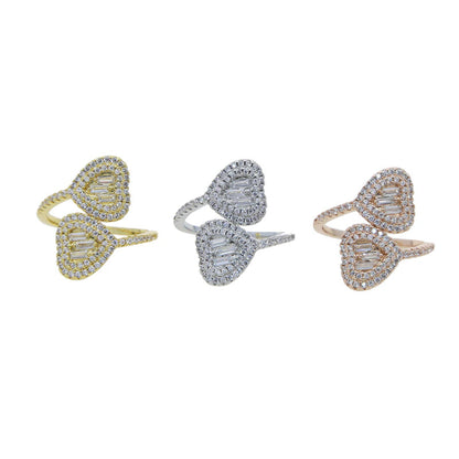 Heart and Square Iced Out Adjustable Ring Drip lordss