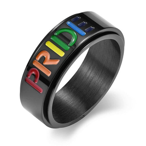 Stainless Steel Spinner Rainbow LGBTQ Pride Rings Drip lordss